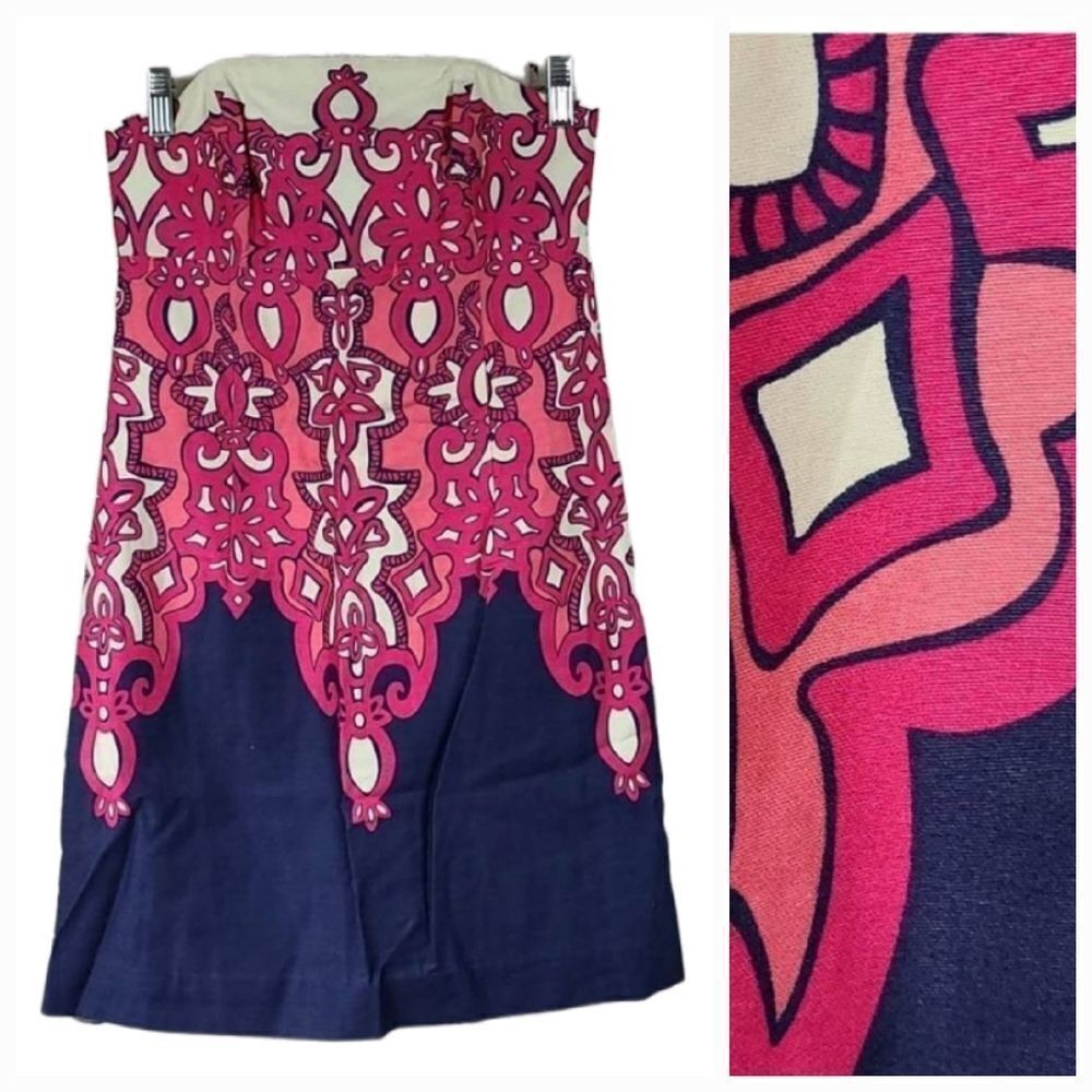 Lilly Pulitzer Bowen Strapless Dress Multi Chorus Girl Pink Baroque Sheath Mini - Picture 13 of 13